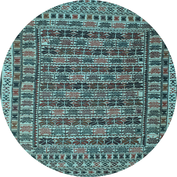 Round Machine Washable Persian Light Blue Traditional Rug, wshtr2510lblu
