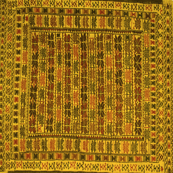Square Machine Washable Persian Yellow Traditional Rug, wshtr2510yw
