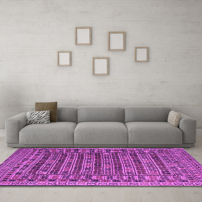 Machine Washable Persian Purple Traditional Area Rugs in a Living Room, wshtr2510pur