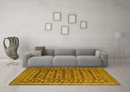 Machine Washable Persian Yellow Traditional Rug in a Living Room, wshtr2510yw