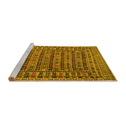 Sideview of Machine Washable Persian Yellow Traditional Rug, wshtr2510yw