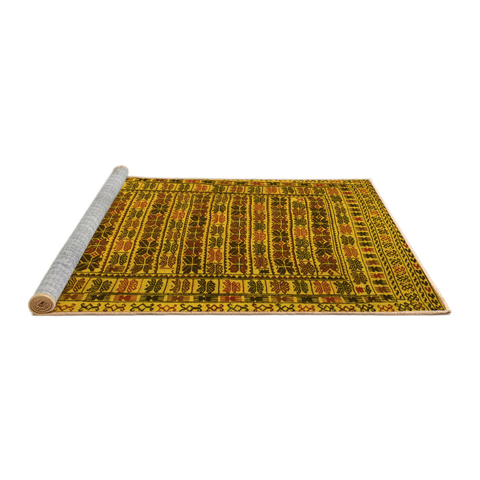 Sideview of Machine Washable Persian Yellow Traditional Rug, wshtr2510yw