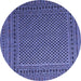 Round Machine Washable Persian Blue Traditional Rug, wshtr2511blu