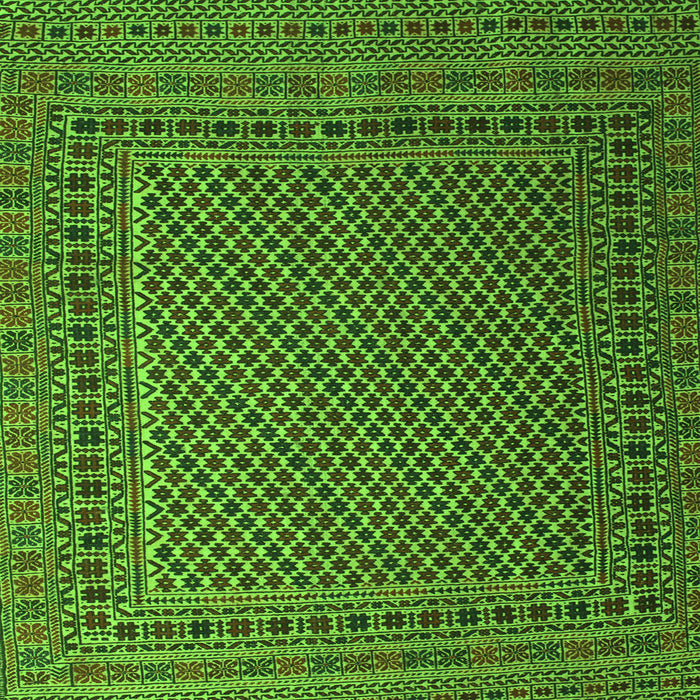 Round Machine Washable Persian Green Traditional Area Rugs, wshtr2511grn