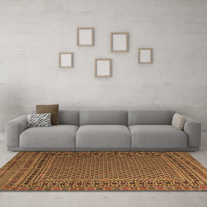 Machine Washable Persian Brown Traditional Rug in a Living Room,, wshtr2511brn
