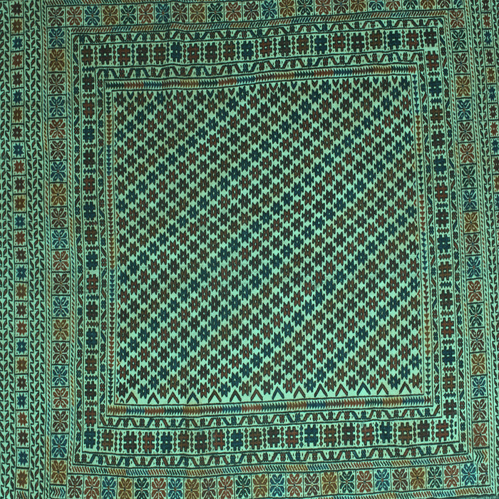Square Machine Washable Persian Turquoise Traditional Area Rugs, wshtr2511turq