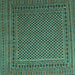 Square Machine Washable Persian Turquoise Traditional Area Rugs, wshtr2511turq