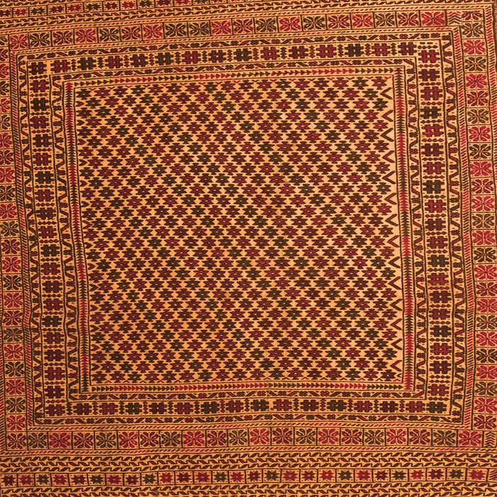 Round Machine Washable Persian Orange Traditional Area Rugs, wshtr2511org