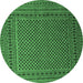 Round Persian Emerald Green Traditional Rug, tr2511emgrn