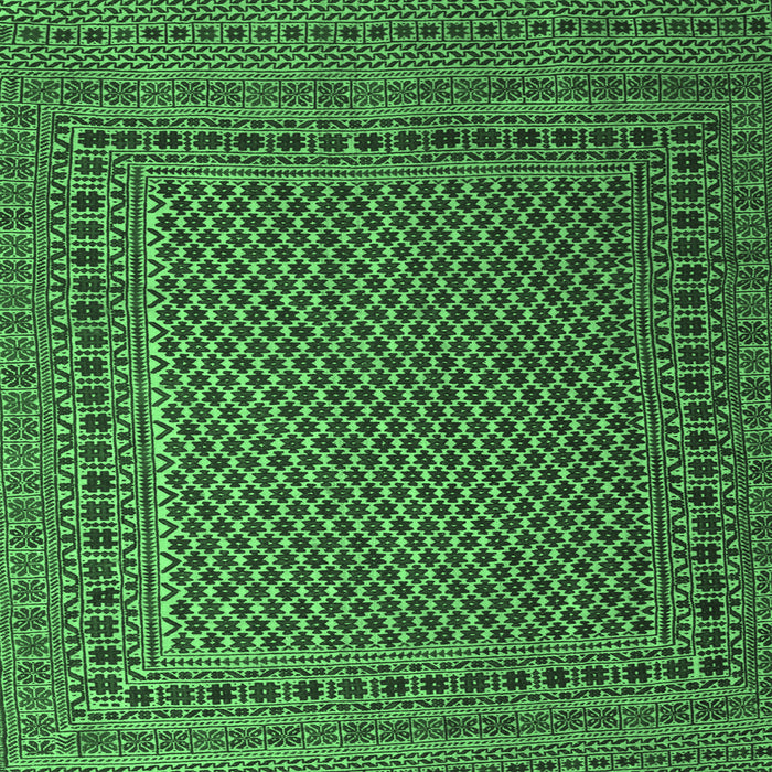 Square Machine Washable Persian Emerald Green Traditional Area Rugs, wshtr2511emgrn
