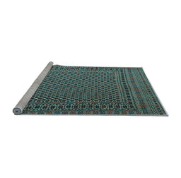 Sideview of Machine Washable Persian Light Blue Traditional Rug, wshtr2511lblu