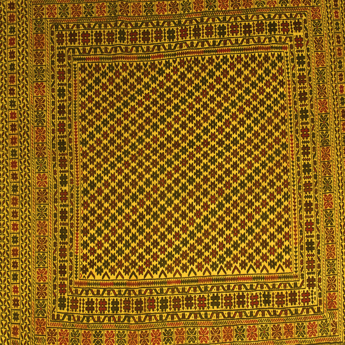 Square Machine Washable Persian Yellow Traditional Rug, wshtr2511yw