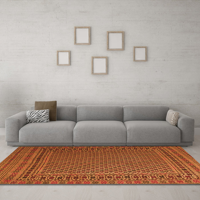 Machine Washable Persian Orange Traditional Area Rugs in a Living Room, wshtr2511org