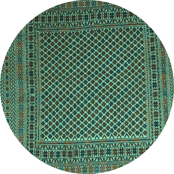 Round Persian Turquoise Traditional Rug, tr2511turq