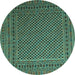 Round Persian Turquoise Traditional Rug, tr2511turq