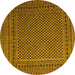 Round Machine Washable Persian Yellow Traditional Rug, wshtr2511yw