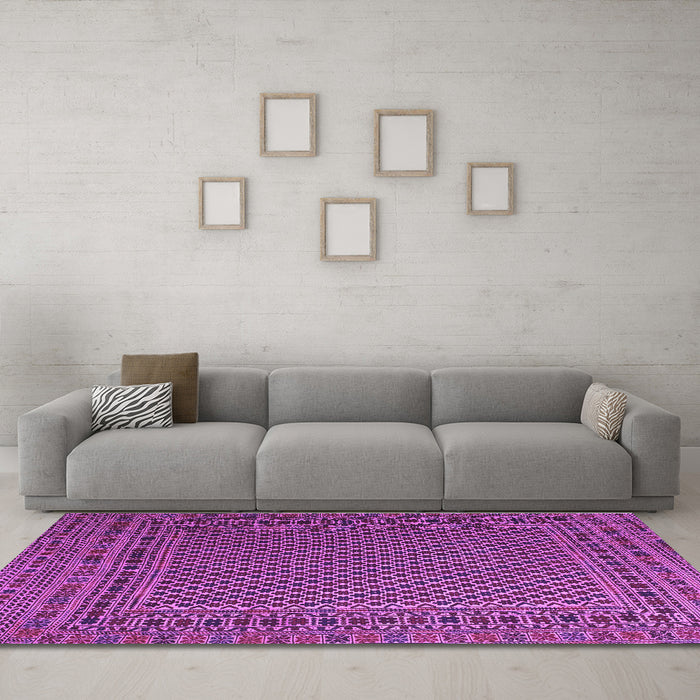 Machine Washable Persian Purple Traditional Area Rugs in a Living Room, wshtr2511pur