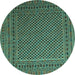 Round Machine Washable Persian Turquoise Traditional Area Rugs, wshtr2511turq