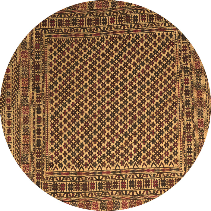 Round Persian Brown Traditional Rug, tr2511brn