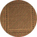 Round Persian Brown Traditional Rug, tr2511brn