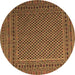 Round Machine Washable Persian Brown Traditional Rug, wshtr2511brn