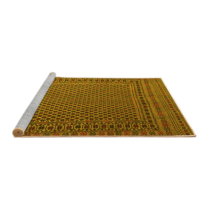 Sideview of Machine Washable Persian Yellow Traditional Rug, wshtr2511yw