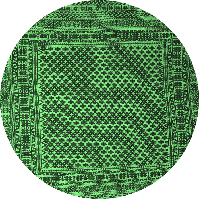Round Machine Washable Persian Emerald Green Traditional Area Rugs, wshtr2511emgrn