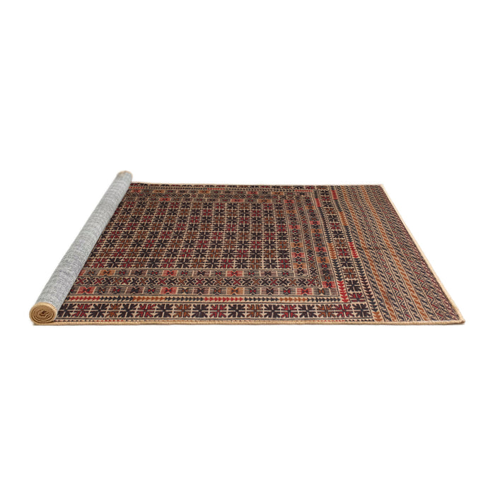 Sideview of Machine Washable Traditional Orange Brown Rug, wshtr2512