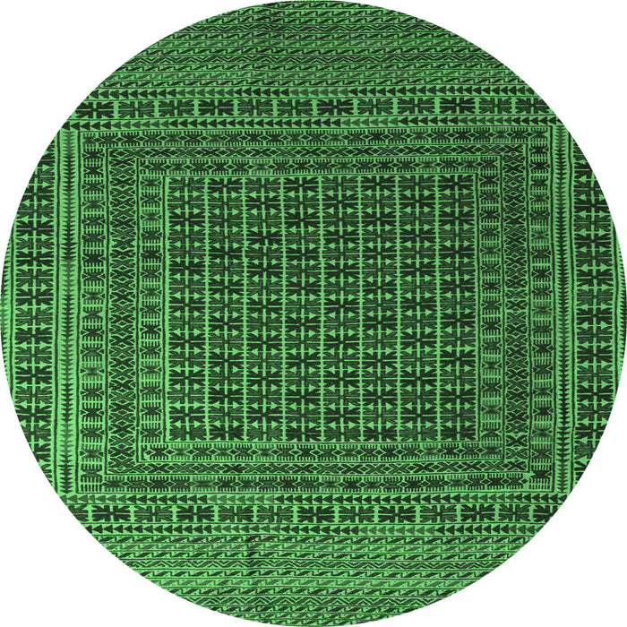 Round Persian Emerald Green Traditional Rug, tr2512emgrn