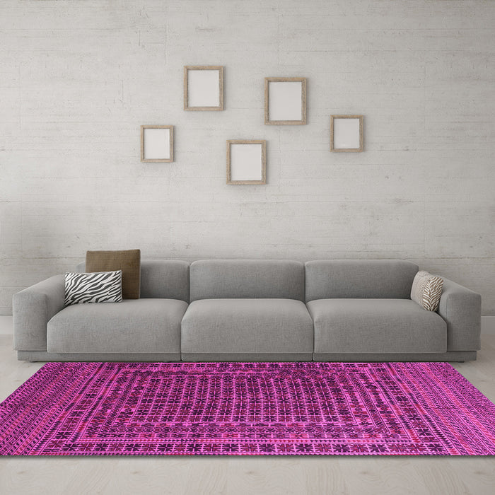 Machine Washable Persian Pink Traditional Rug in a Living Room, wshtr2512pnk