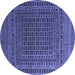 Round Machine Washable Persian Blue Traditional Rug, wshtr2512blu