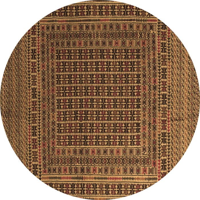 Round Persian Brown Traditional Rug, tr2512brn