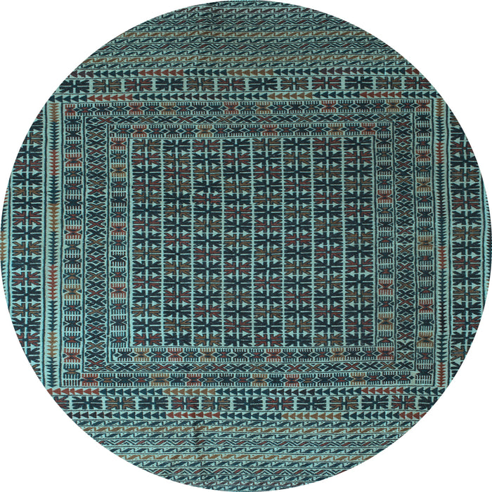 Round Machine Washable Persian Light Blue Traditional Rug, wshtr2512lblu