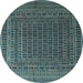 Round Machine Washable Persian Light Blue Traditional Rug, wshtr2512lblu