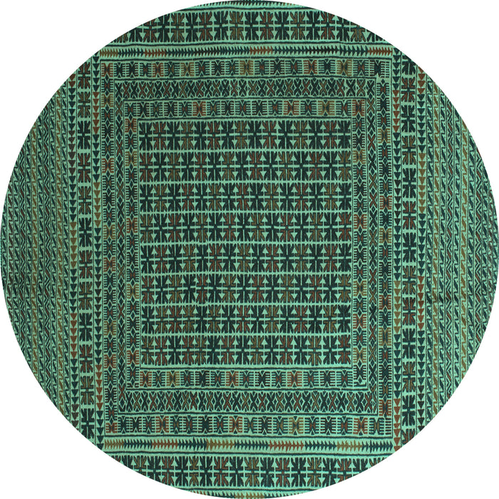 Round Persian Turquoise Traditional Rug, tr2512turq