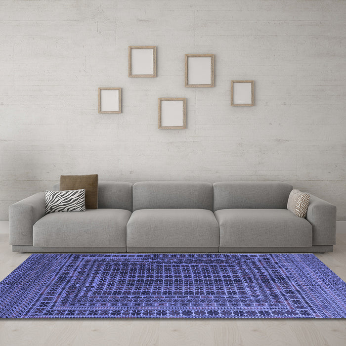Machine Washable Persian Blue Traditional Rug in a Living Room, wshtr2512blu