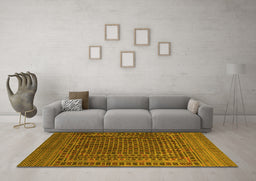 Machine Washable Persian Yellow Traditional Rug in a Living Room, wshtr2512yw