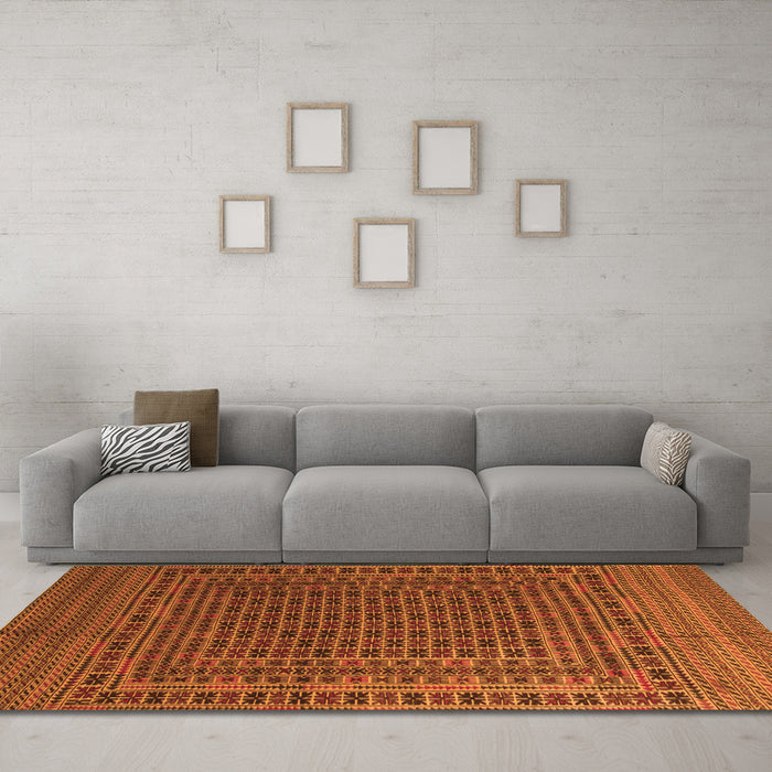 Machine Washable Persian Orange Traditional Area Rugs in a Living Room, wshtr2512org