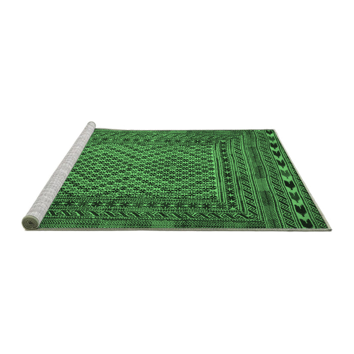 Sideview of Machine Washable Persian Emerald Green Traditional Area Rugs, wshtr2513emgrn