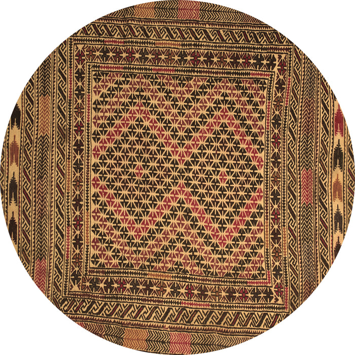 Round Machine Washable Persian Brown Traditional Rug, wshtr2513brn