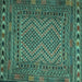 Square Machine Washable Persian Turquoise Traditional Area Rugs, wshtr2513turq