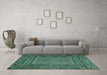 Machine Washable Persian Turquoise Traditional Area Rugs in a Living Room,, wshtr2513turq