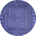 Round Machine Washable Persian Blue Traditional Rug, wshtr2513blu