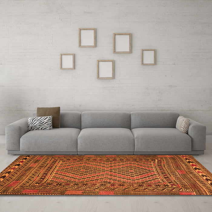 Machine Washable Persian Orange Traditional Area Rugs in a Living Room, wshtr2513org