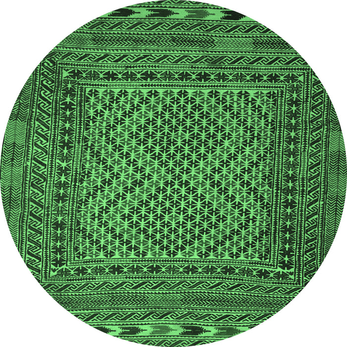 Round Machine Washable Persian Emerald Green Traditional Area Rugs, wshtr2513emgrn