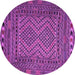 Round Machine Washable Persian Purple Traditional Area Rugs, wshtr2513pur