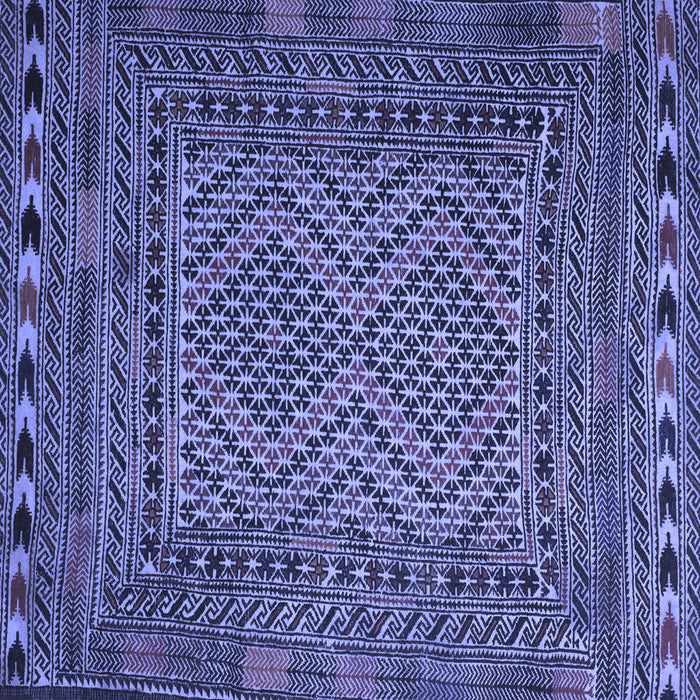 Square Machine Washable Persian Blue Traditional Rug, wshtr2513blu
