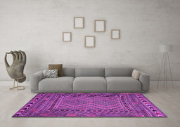 Machine Washable Persian Purple Traditional Area Rugs in a Living Room, wshtr2513pur