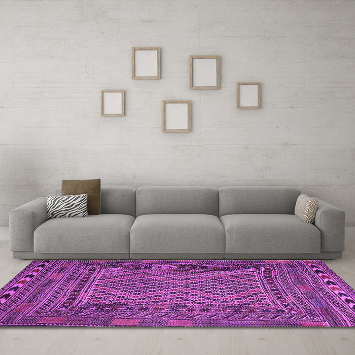 Machine Washable Persian Purple Traditional Area Rugs in a Living Room, wshtr2513pur