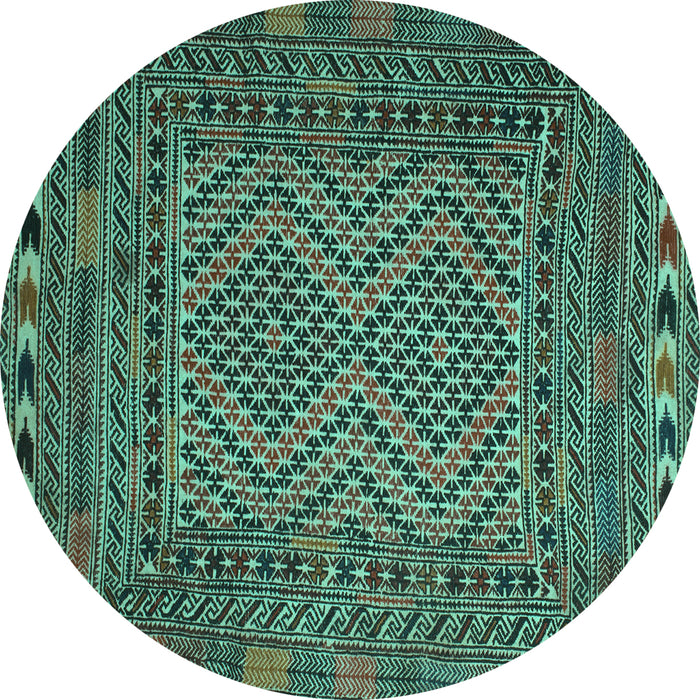 Round Machine Washable Persian Turquoise Traditional Area Rugs, wshtr2513turq
